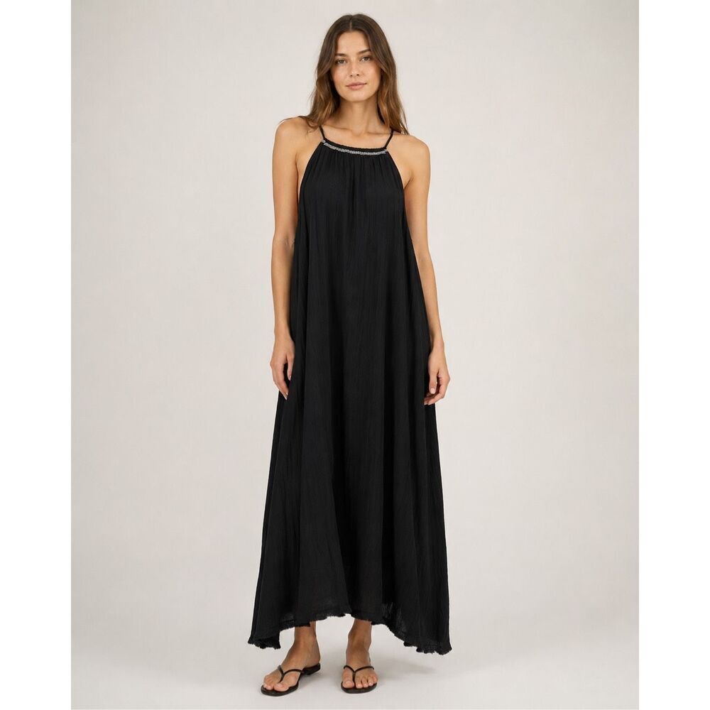 Madewell Black Oversized Gauze Maxi Dress Size XS 100% Cotton #784